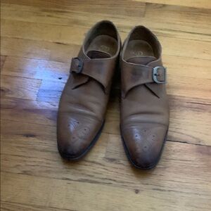 100% Leather Men's Brown Leather Monk Strap Shoes (originally purchased $190)